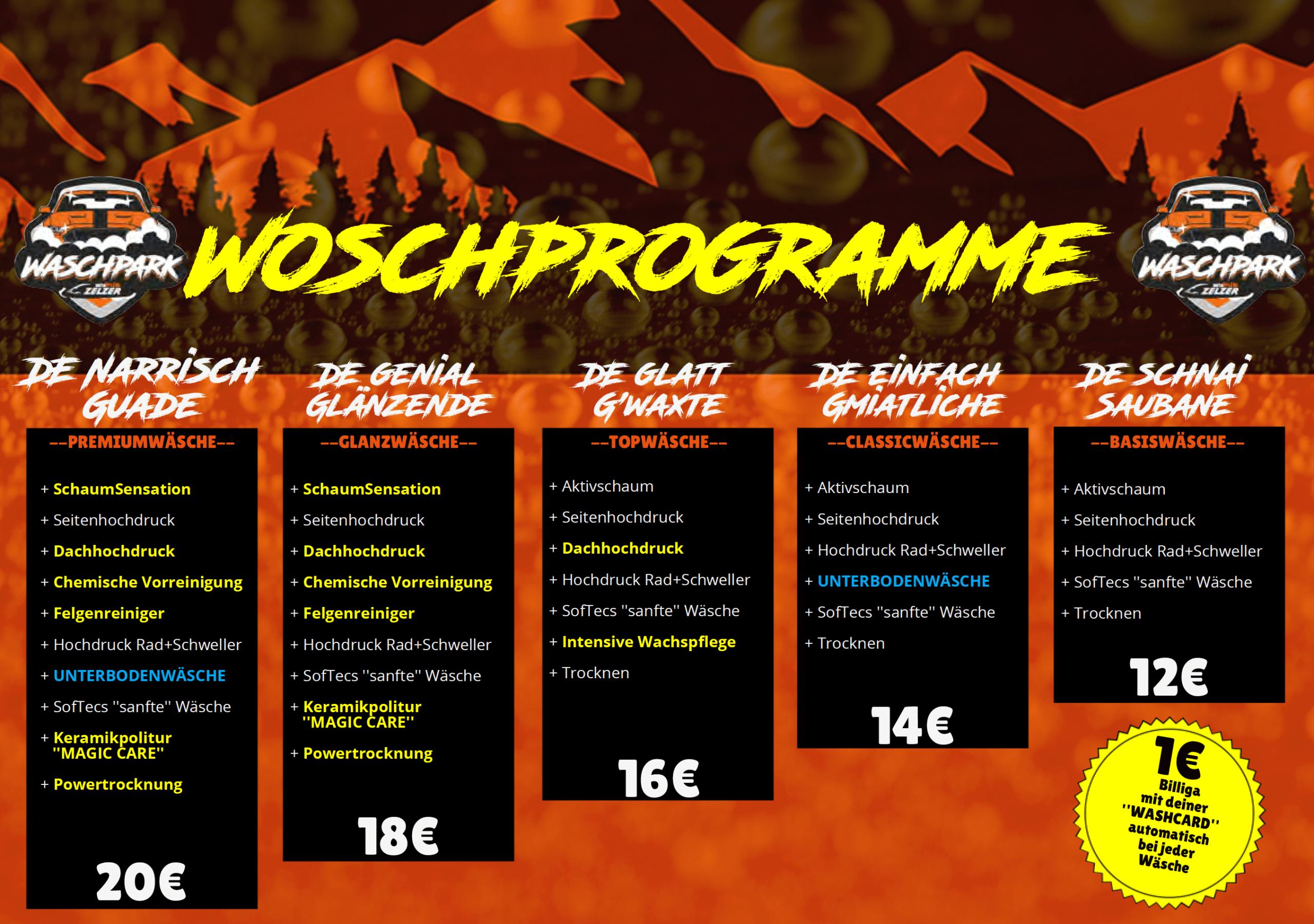 Preisliste Waschpark Autopflege Zelzer Thurmansbang